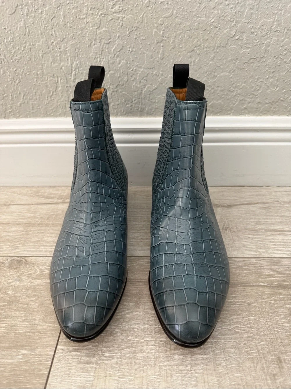 Tom Ford Blue Croc-Embossed Chelsea Ankle Boots men 11.5